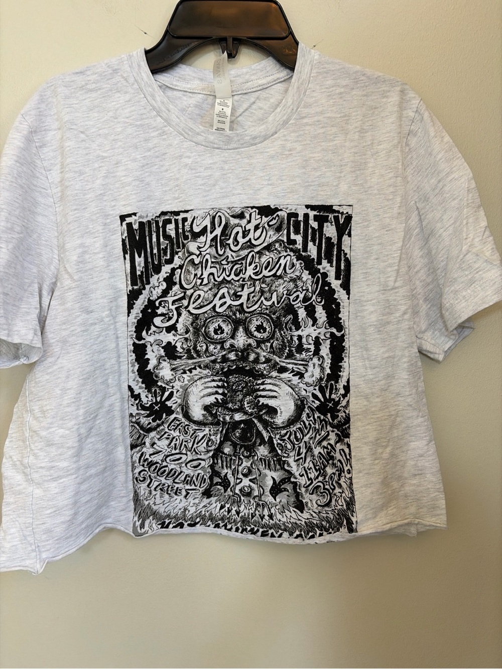 Bella Canvas Light Gray Crop Top with Black Graphic